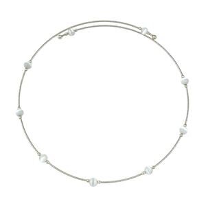 White Cat’s Eye Tension Wire Necklace | Vintage Sterling Silver | 16"